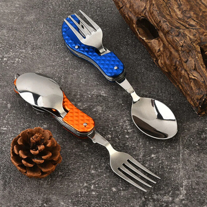 Juego de utensilios multifuncionales para pícnic al aire libre, cubiertos de viaje, mini cuchillo, tenedor, cuchara plegable, vajilla. - Product Image 4
