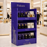 Étagère ondulée multi-niveaux pour parfums de luxe, impression HD, montage rapide et charge stable pour les boutiques de centres commerciaux