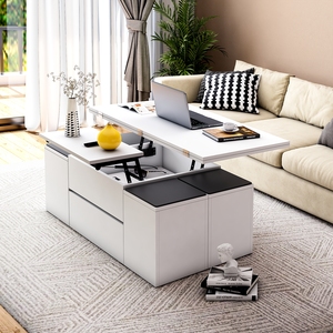 <span class=keywords><strong>Mesa</strong></span> de <span class=keywords><strong>centro</strong></span> con cajones de almacenamiento y compartimento oculto <span class=keywords><strong>Mesa</strong></span> Central retro con tablero elevador para sala de estar negro - Product Image 4