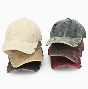 Distressed Washed Denim Baseball Cap Vintage Ripped Adjustable Dad Hat for Men Women Streetwear Grunge Sun Hat - Product Image 6