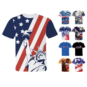 Hot Selling Custom Usa Flag T-Shirt Election T-Shirt American Flag Shirt Round Neck Short Sleeve
