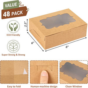 Scatole per Biscotti in Cartone Marrone con 3 Stili di Finestra per Cioccolatini, Fragole, Muffin, Ciambelle e Regali per Feste - Product Image 5