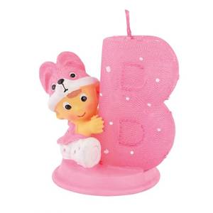 Vela para Niña ROSA H70 MM para Decoración Infantil - Product Image 1