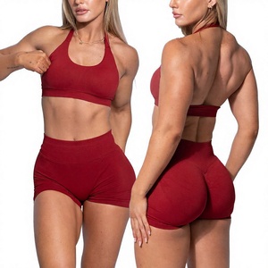 Custom Seamless Stand Neck Leopard/Solid Sportswear Summer Fitness Yoga Workout Sets for Women - Product Image 1