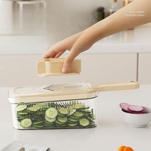 Multi-Purpose Manual Kitchen Slicer-No-Blade Safe 6-Piece <b>Vegetable</b> <b>Cutter</b> for Shredding Grating & Julienne Slicing - Product Image 2