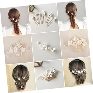 Copricapo da sposa in ceramica con fiori di cristallo di cristallo pettine per capelli accessori da donna copricapo per idee di acconciatura per feste di nozze