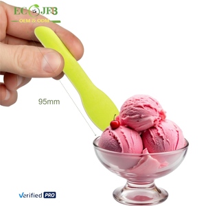 Custom Printed Biodegradable Kraft Paper Cutlery Set Disposable Small Mini Spoon for Ice Cream Food Decoration