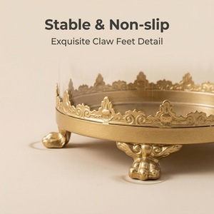 Pot à bougie en verre de style européen avec base en métal doré, porte-bougie rond pour la décoration de la chambre à coucher et de la table de maquillage - Product Image 3