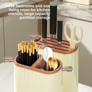 Kitchen Countertop <b>Knife</b> Rack with Drainage Chopstick <b>Holder</b> & Cutting Board Storage Block Roll Bag Organizer - Product Image 2