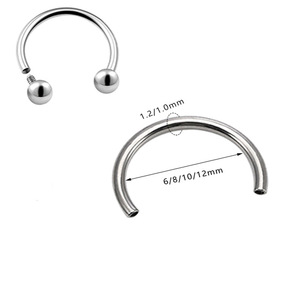 Anneau en acier inoxydable en forme de fer à cheval 1,2/1,0 mm 6/8/10/12 mm avec filetage interne pour bijoux de piercing - Product Image 1