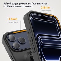 Étui de téléphone antichoc et étanche pour 17 Pro Max, noir, en PC rigide, avec sangle de maintien, support magnétique, protection de luxe pour téléphone