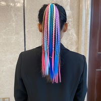 Go Party – perruque colorée arc-en-ciel pour enfants, bandes de cheveux élastiques, tresses synthétiques, porte-queue de cheval, Extensions de cheveux