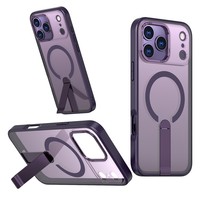 Coque transparente de luxe avec support magnétique invisible pour iPhone 17 Pro Max, 17 Air, 18, 16, 15, 14 Plus, 13, 12, 11 Pro Max
