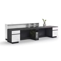 Bureau de réception moderne de luxe, réglable et personnalisable avec logo d'entreprise, en bois blanc, pour écoles, hôpitaux, centres commerciaux, bureaux, mobilier commercial