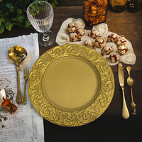 Assiettes de présentation en or écologiques de luxe modernes en émail durable avec motif personnalisable pour les mariages et les fêtes en plastique