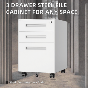 Moderno Armadio Portadocumenti in Acciaio con 3 Cassetti Regolabili per Soggiorno e Ufficio - Product Image 2