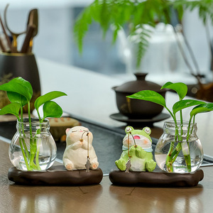 Ensemble de figurines de grenouilles en résine, 2 pièces, décoration de bureau hydroponique, Feng Shui, fournitures de bureau, cadeau - Product Image 1