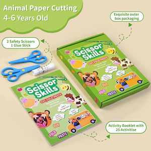 Libro de Actividades con Pegatinas para Recortar y Pegar, Set de Manualidades para Crear Animales, para Niños Mayores de 3 Años - Product Image 1