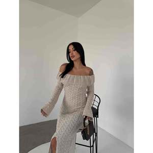 Madanno Collar Knitwear <b>Dress</b> 1515 - Beige - Product Image 2