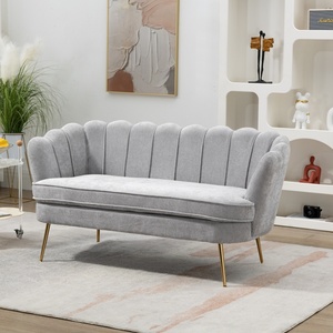 SZ Modern Chenille Loveseat Small <strong>Sofa</strong> <strong>Mini</strong> Room Couch Two-Seater <strong>Sofa</strong> with Gold Metal Legs Small Space Office Studio Apartment - Product Image 1