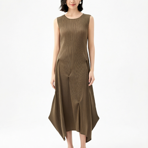 Vestido Midi Elegante Plisado Sin Mangas para Mujer, Cuello Holgado, Pierna Ancha, Mono de Una Pieza, Ropa Casual de Verano al por Mayor - Product Image 1