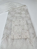 Tissu en dentelle guipure de luxe NI.AI brodé à la main avec des accents de perles pour mariage africain Asoebi nigérian
