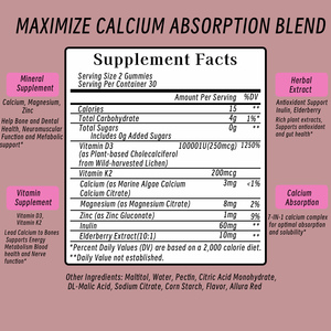 Gummies de vitamines D3+K2 avec Calcium, Magnésium et Zinc pour la santé osseuse et dentaire, la fonction neuromusculaire et la protection antioxydante - Product Image 3