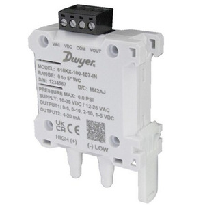 Transmetteur de pression différentielle série Dwyer 616KX, 0 à 9 pouces de colonne, alimentation 24 VDC, sortie 0,5 à 1,5 VDC - Product Image 3