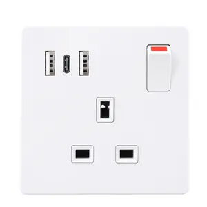 OSWELL Single Wall Socket with USB A Type C UK Type smart panel wall socket usb charger universal plug electrical accessories