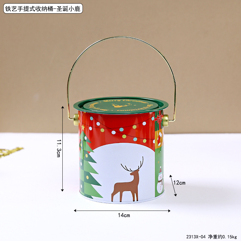 Seau portatif de stockage d'art du fer 2313x-04 -- renne de Noël