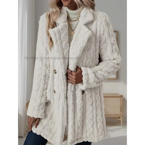 Comfortable Casual Warm Double-Breasted Women's Plush <b>Thick</b> <b>Winter</b> Flannel Breathable Long <b>Coat</b> - Product Image 1