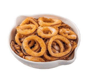 Anillos de Calamar Empanados al por Mayor, Corte Natural, IQF, Fritos en Tempura, Congelados, Bocadillos de Calamar Empanado para Comida Rápida - Product Image 1