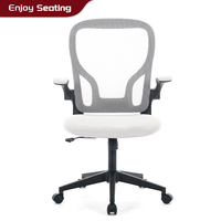 Chaise de bureau avec support dorsal en maille respirante, accoudoirs rabattables, coussin épais et élastique pour de longues heures de travail au bureau