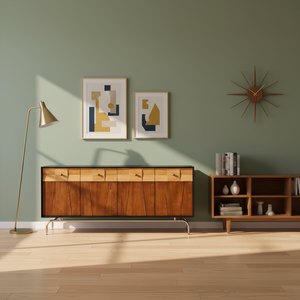 Aparador de Gran Capacidad de Estilo Moderno de Mediados de Siglo para Sala de Estar, Mueble de Almacenamiento Lateral de Madera Sólida para el Hogar - Product Image 2