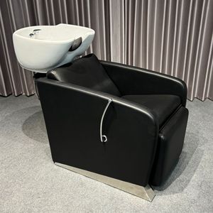 Sillón de Peluquería en Oferta, Cómodo, de Cuero, con Lavabo Giratorio de Cerámica para Salón de Belleza - Product Image 4