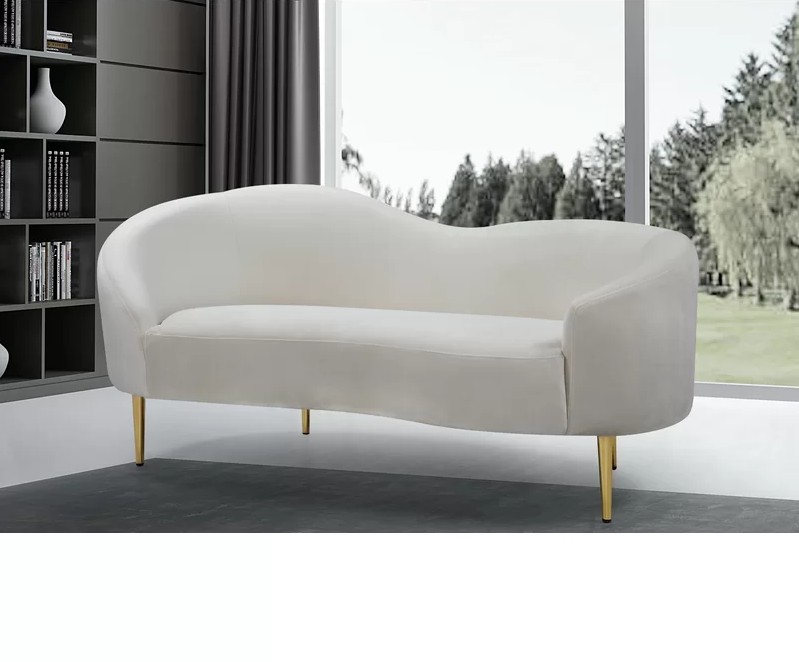 Home Furniture Modern Curved Sofas Love Seat White Upholstery Velvet 1-3 Seat Living Room Sofas For Home Hotel