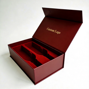 Boîte rigide magnétique personnalisée en feuille d'or gaufrée pour emballage de vin de la Fête de la Mi-Automne, écologique, avec insert en mousse EVA - Product Image 1