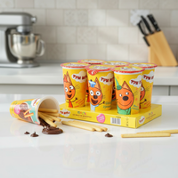 Biscuits en bâtonnets 35g au chocolat et à la crème sucrée, texture croustillante, en boîte, avec jouet biscuit à emporter pour enfants