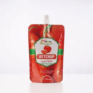 China Wholesale Recyclebare Custom Tuit Pouch Stand-Up Plastic Zak Verpakking Doypack Voor Ketchup Tomatensaus
