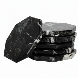 Sous-verres en marbre d'ombre noire naturelle blanche minimaliste sous-verres en pierre faits à la main pour Table à manger meilleurs nouveaux tapis à usage domestique - Product Image 1