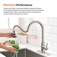 Robinet de cuisine double tactile en acier inoxydable, mitigeurs intelligents pour évier, avec plaque de pont, disponible en nickel brossé