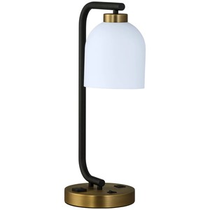 Modern White Fabric <b>Shade</b> Desk Table <b>Lamp</b> USB Port <b>Drum</b> Dark Bronze Finish Bedroom Hotel UL Certified Factory Nightstand <b>Lamp</b> - Product Image 1