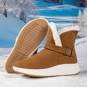 Nouvelle fourrure hiver femme bottes talon haut plate-forme sans lacet boucle moins 20 peluche chaud cheville neige chaussures <span class=keywords><strong>ski</strong></span> en plein air pour les filles pas cher - Product Image 5