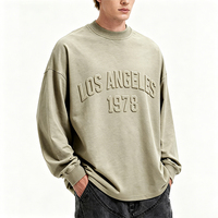 T-shirt Homme en Coton avec Logo OEM en Relief, Coupe Oversize, Motif Graphique Personnalisé, T-shirt Homme 3D Embossé, Col Montant, Coupe Boxy Ample