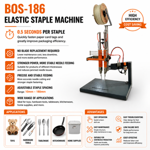 BOS-186 Elastic <b>Staple</b> Machine 60x48x100cm Semi-Automatic Pneumatic Packaging Equipment for Machinery & Hardware - Product Image 2
