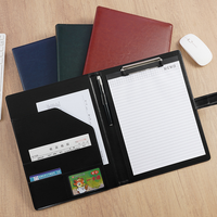 Carpeta de archivos de negocios A4, Portapapeles de escritura de conferencias multifuncional, organizador de documentos de cuero PU duradero con tarjetero