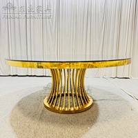 Nouvelle conception Table de salle à manger de mariage de luxe ronde en acier inoxydable avec plateau en verre Table d'hôtel