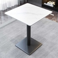 Tables de restaurant rectangulaires modernes et minimalistes en pierre de quartz personnalisées pour cafés, salons de thé, fast-foods et snack-bars décontractés