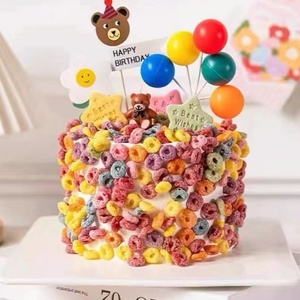 Suministros coloridos <span class=keywords><strong>para</strong></span> decoración de pasteles de cereales, anillo de bebé de <span class=keywords><strong>leche</strong></span> caliente, postre de helado afrutado de Donut <span class=keywords><strong>para</strong></span> ocasiones especiales de cumpleaños de bebé - Product Image 3