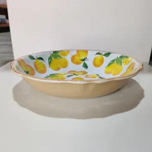 Melamine Serving Salads Bowls Lemon Design For Everyday Use Lightweight Shatterproof Bowl Set For Pasta